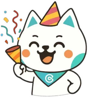 🥳 cat, celebration, party, confetti, birthday, fun, cute telegram sticker