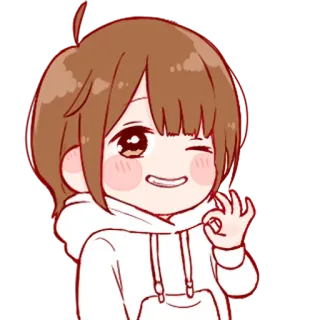 💞 anime, girl, cartoon, cute, wink, okay sign telegram sticker