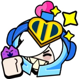📱 Colette Brawl Stars 电子游戏, 贴纸, 柯莱特, 荒野乱斗, 角色, 游戏玩家, 心 telegram sticker