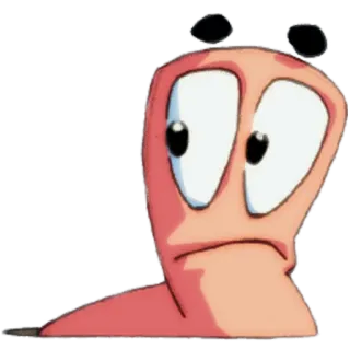 😕 Worm Worms verme, cartone animato, animale, videogioco telegram sticker