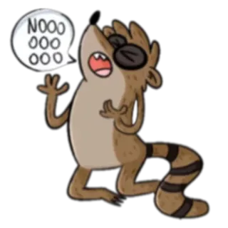 😧 Rigby Regular Show NOOOOOOOOO Kreskówka, Rigby, Zwyczajny serial, Naklejka telegram sticker