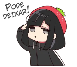 😌 PODE DEIXAR! Anime, Chibi, Chica, Lindo, Fresa, Expresión whatsapp sticker