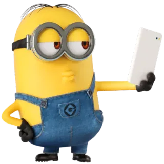 📝 Minion Minion, Selfie, Hoạt hình, Nhân vật, Màu vàng, Hài hước telegram sticker