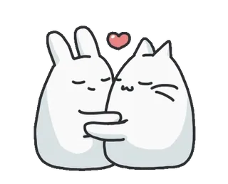 ❤️ chat, lapin, amour, mignon, animaux, dessin animé telegram sticker