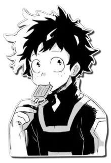 😶 Izuku Midoriya My Hero Academia アニメ, マンガ, 緑谷出久, 僕のヒーローアカデミア, キャラクター, 食べる, アイスキャンディー telegram sticker