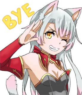 😁 BYE 애니메이션, 네코미미, 작별, 손 흔들기, 안녕, 캐릭터 telegram sticker