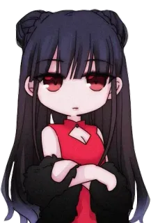 😕 Anime, Lindo, Chica, Arte digital, Vestido rojo, Dibujos animados whatsapp sticker