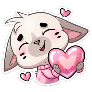 ❤️ fofo, coração, amor, animal, desenho animado, rosa whatsapp sticker
