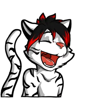 😂 Furry, Anthropomorph, Tiger, Lachend, Süß, Fröhlich, Cartoon telegram sticker