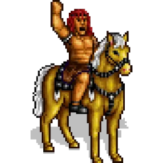 👋 horse, warrior, fantasy, pixel art, hero telegram sticker