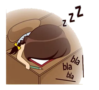 💤 bla bla bla Dibujo animado, Sueño, Cansado, Escritorio, Estudiante whatsapp sticker