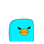 🔥 oiseau bleu, en colère, dessin animé, oiseau carré, animal telegram sticker