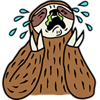 😭 Faultier, weinend, traurig, Tränen, Cartoon, Tier telegram sticker