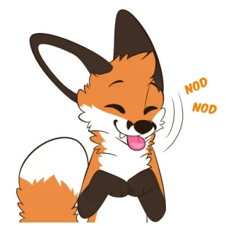 👌 NOD NOD raposa, animal, desenho animado, acenando, fofo, antropomórfico whatsapp sticker