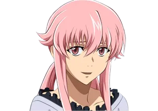 ☺️ Yuno Gasai Mirai Nikki (Future Diary) Anime, Yandere, Roze haar, Personage, Manga whatsapp sticker