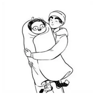 🤗 Cartoon, Illustration, Paar, Umarmung, Liebe, Süß telegram sticker