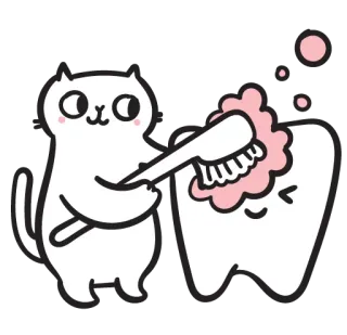 💠 chat, dent, brossage, brosse à dents, hygiène, soin dentaire telegram sticker