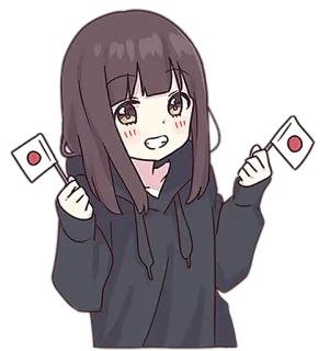 🇯🇵 anime, girl, japanese flag, japan, cartoon, cute, kawaii telegram sticker