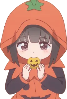 🍪 Anime, Gadis, Labu, Halloween, Lucu, Kartun telegram sticker