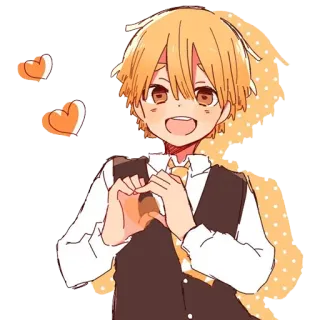🧡 Anime, Con trai, Trái tim, Dễ thương, Hoạt hình telegram sticker