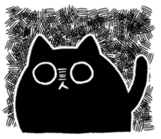 😬 kat, zwarte kat, cartoon, dier, verdrietig telegram sticker