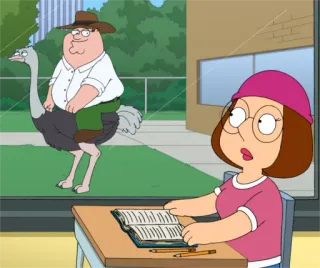 👀 Peter Griffin Family Guy Les Griffin, Peter Griffin, Meg Griffin, autruche, dessin animé, drôle telegram sticker