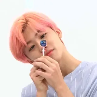 ☁️ pirulito, pessoa, cabelo rosa, retrato, doce, açúcar, Jaemin telegram sticker