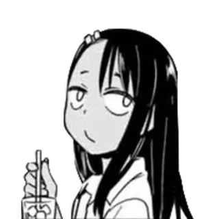 🥃 anime, dibujo animado, chica, bebida, presumido telegram sticker