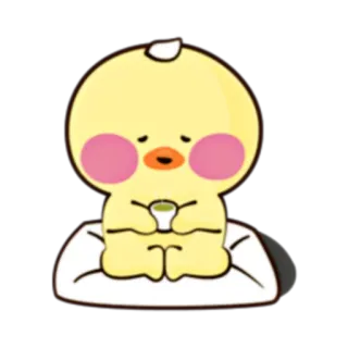 🐥 cute, duck, sticker, cartoon, kawaii, bird, tea telegram sticker