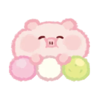 🔞 돼지, 모찌, 귀여운, 동물, 스티커, 귀엽다, 디저트 telegram sticker