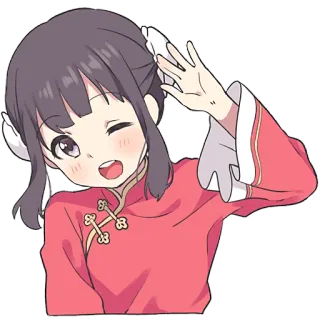 😉 Anime, Chica, Linda, Dibujos animados, Guiño, Alegre, Feliz telegram sticker
