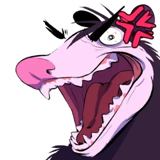 😡 opossum, angry, cartoon, animal, mad whatsapp sticker
