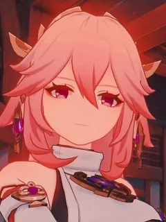 😒 Yae Miko Genshin Impact 八重神子, 原神, 动漫女孩, 电子游戏, 粉色头发, 动漫 telegram sticker