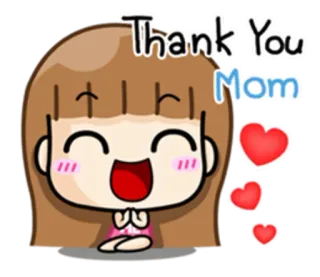 😄 Thank You Mom thank you, mom, cute, cartoon, hearts, love, family, greeting whatsapp sticker
