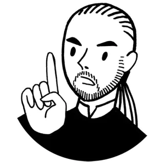 👆 uomo, dito, che punta, persona, barba, acconciatura telegram sticker