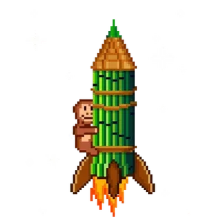 π monkey, rocket, pixel art, cartoon, space, stars telegram sticker