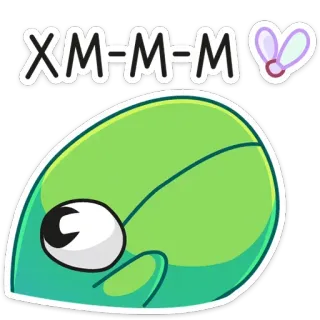 🤔 XM-M-M Cartone animato, Verde, Divertente, Insetto, Mosca, Carino telegram sticker