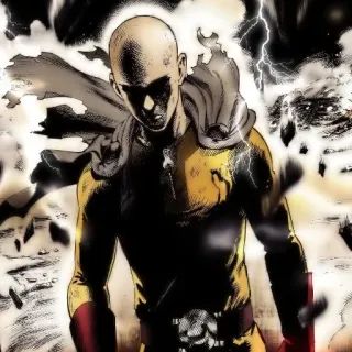 😡 Saitama One-Punch Man サイタマ, ワンパンマン, アニメ, ヒーロー, 漫画, ハゲ, 真剣 telegram sticker