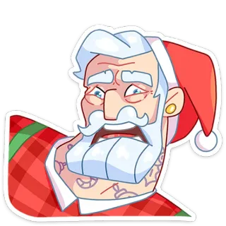🤨 père noël, noël, fête, dessin animé, sticker, drôle, expressif telegram sticker