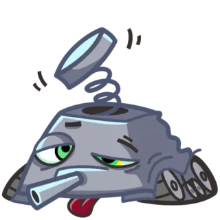 😖 Cartoon, Figur, Roboter, Zunge, Erschöpft whatsapp sticker
