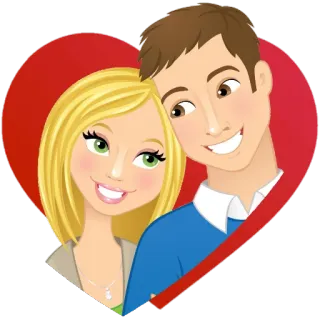 ❤️ couple, dessin animé, cœur, amour, relation telegram sticker