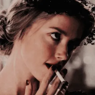 🥀 woman, cigarette, smoking, vintage, portrait, retro telegram sticker