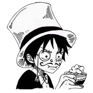 🤓 Luffy One Piece One Piece, Luffy, Anime, Mangá, Personagem, Chapéu, Monóculo telegram sticker