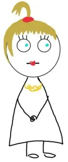 😐 만화, 그림, 막대기 인간, 여자, 소녀, 금발 telegram sticker