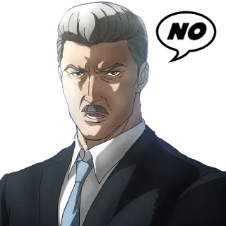 👎 NO Anime, Hombre, Expresión, Negación, Serio whatsapp sticker