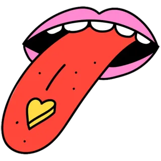 💛 labios, lengua, corazón, boca, pegatina, dibujo animado whatsapp sticker