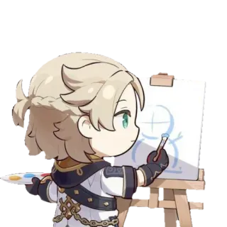 😏 Albedo Genshin Impact อนิเมะ, เก็นชิน อิมแพ็ค, อัลเบโด้, ศิลปิน, ภาพวาด, น่ารัก, สติกเกอร์ telegram sticker