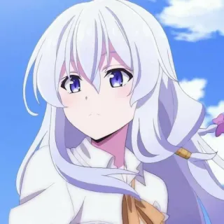 🎐 anime, garota, cabelo branco, olhos azuis, animado, personagem telegram sticker