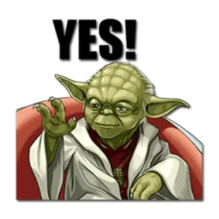 👍 Yoda Star Wars YES! yoda, star wars, sí, jedi, película, personaje whatsapp sticker