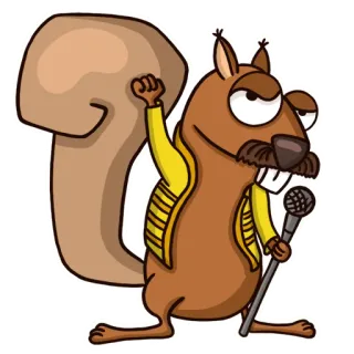 🤘 Eichhörnchen, Cartoon, Sänger, Mikrofon, Tier, Musik, Auftritt telegram sticker